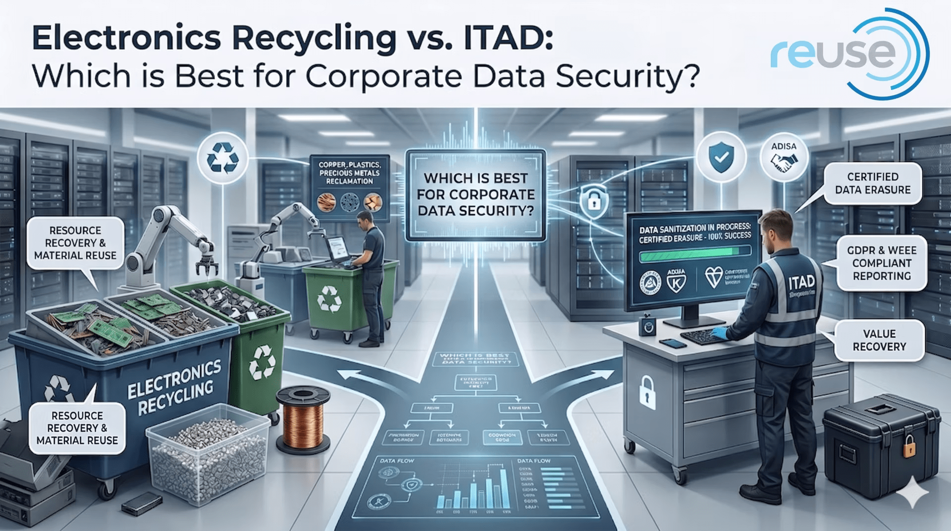 Electronics Recycling vs. ITAD: Which is Best for Corporate Data Security?
